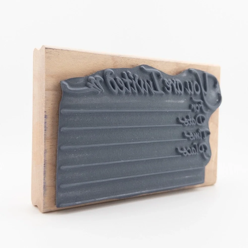 Vintage Y2K Stampendous Rubber Stamp Wood Mounted Party Invitation Celebration‎